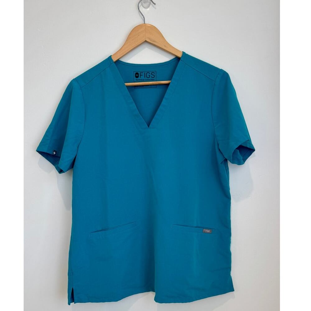 FIGS Casma Three-Pocket Scrub Top Teal blue Size Large